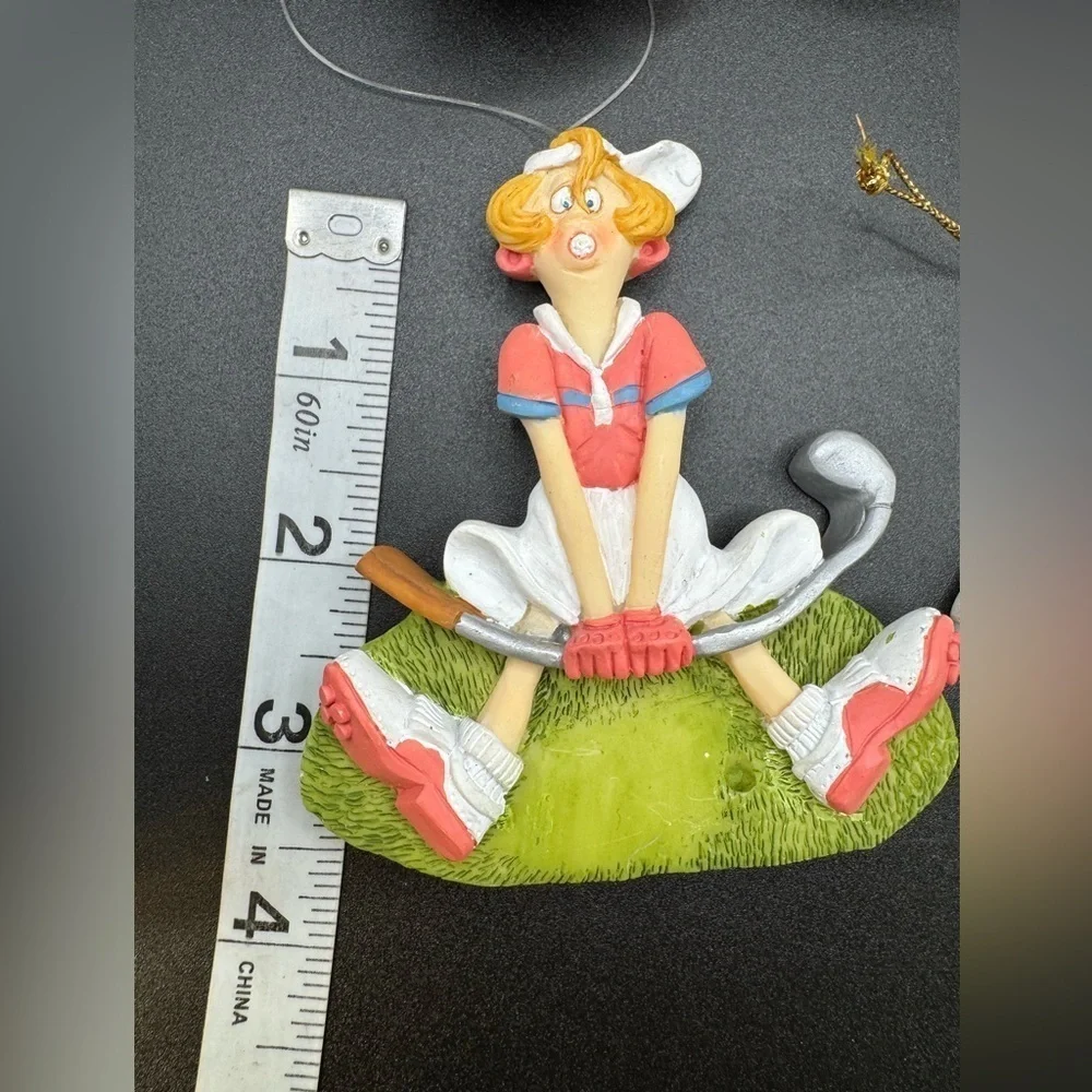 Lot of 5 Vintage Golf Ball and Golfer Christmas Ornaments